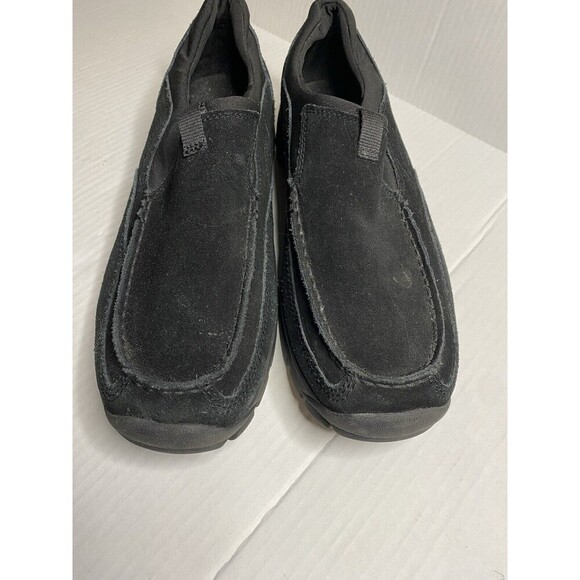Lands End Men's All Weather Suede Leather Slip On Moc Shoes Size 12 Black - Picture 2 of 7